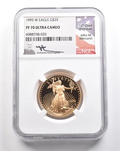 1995-W $25 American Gold Eagle Mercanti 1/2 Oz Gold PF70 UCAM NGC *5430