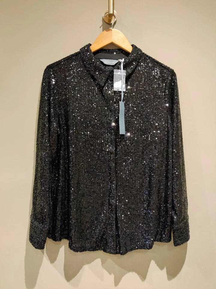 QVC Ruth Langsford Women's Button Front Sequin Shirt Black Size 14 RRP £75 - image 2 of 4