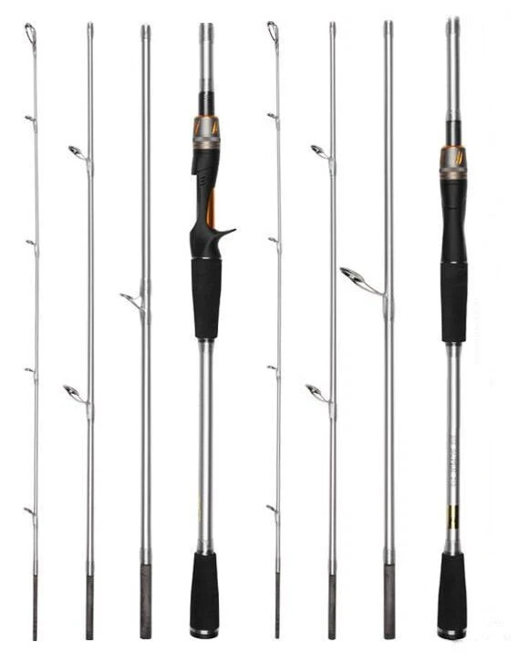 1.8M 2.1M Fishing Rods Travel 4 Section Carbon Fiber Spinning/Casting Lure Poles