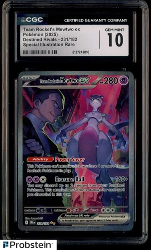 2025 Pokemon Destined Rivals Team Rocket's Mewtwo ex SIR CGC 10 GEM MINT