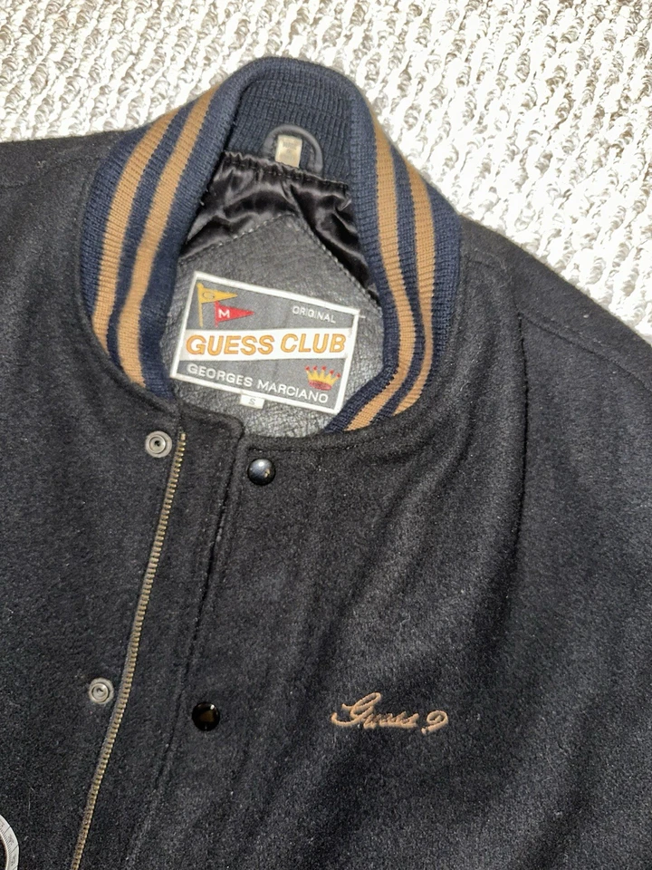 Vintage Guess Club by Georges Marciano Varsity Jacket – Wool & Leather, Small - Image 3 of 4