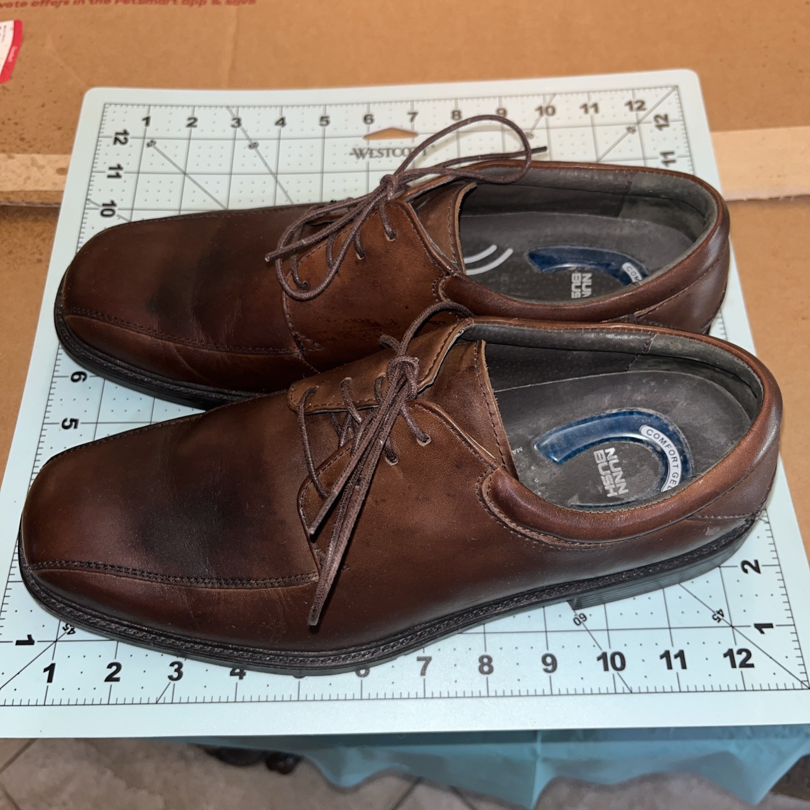 SAOLA Scarpe eleganti Nunn Bush Oxford marroni da uomo taglia 10 5 pelle comode gel molto belle!