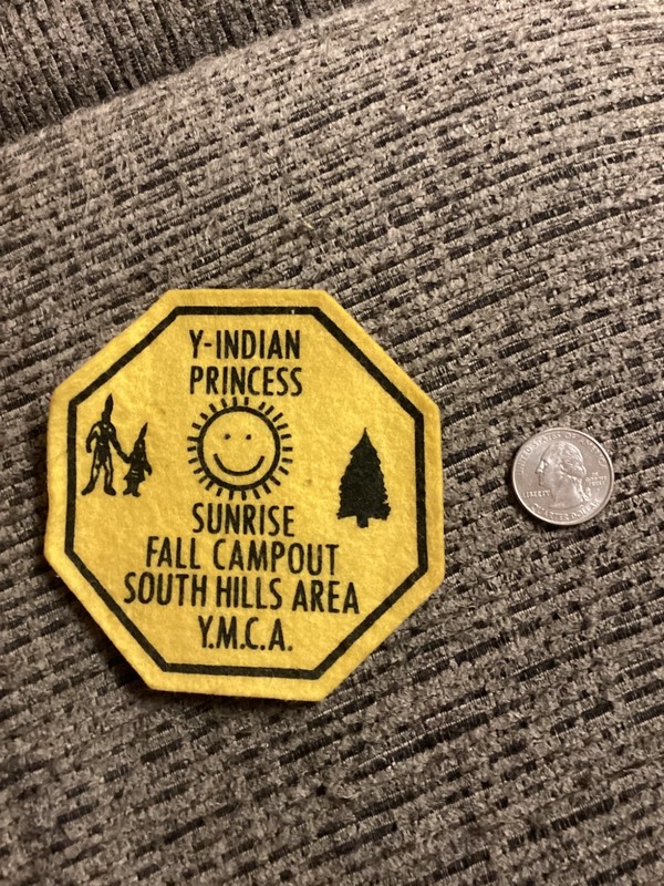 Vintage YMCA Y-INDIAN PRINCESS Patch - SUNRISE FALL CAMPOUT - PITTSBURGH Area