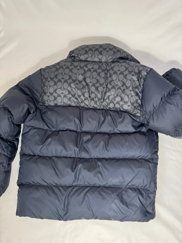 Coach Puffer Down Jacket Colorblock Mens Small Graphite Navy Authentic Desginer - Image 2 of 4