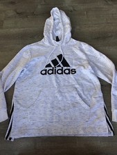 Adidas Women's Hoodie Size L Long Sleeve Side Slits Sweatshirt Pouch Pocket