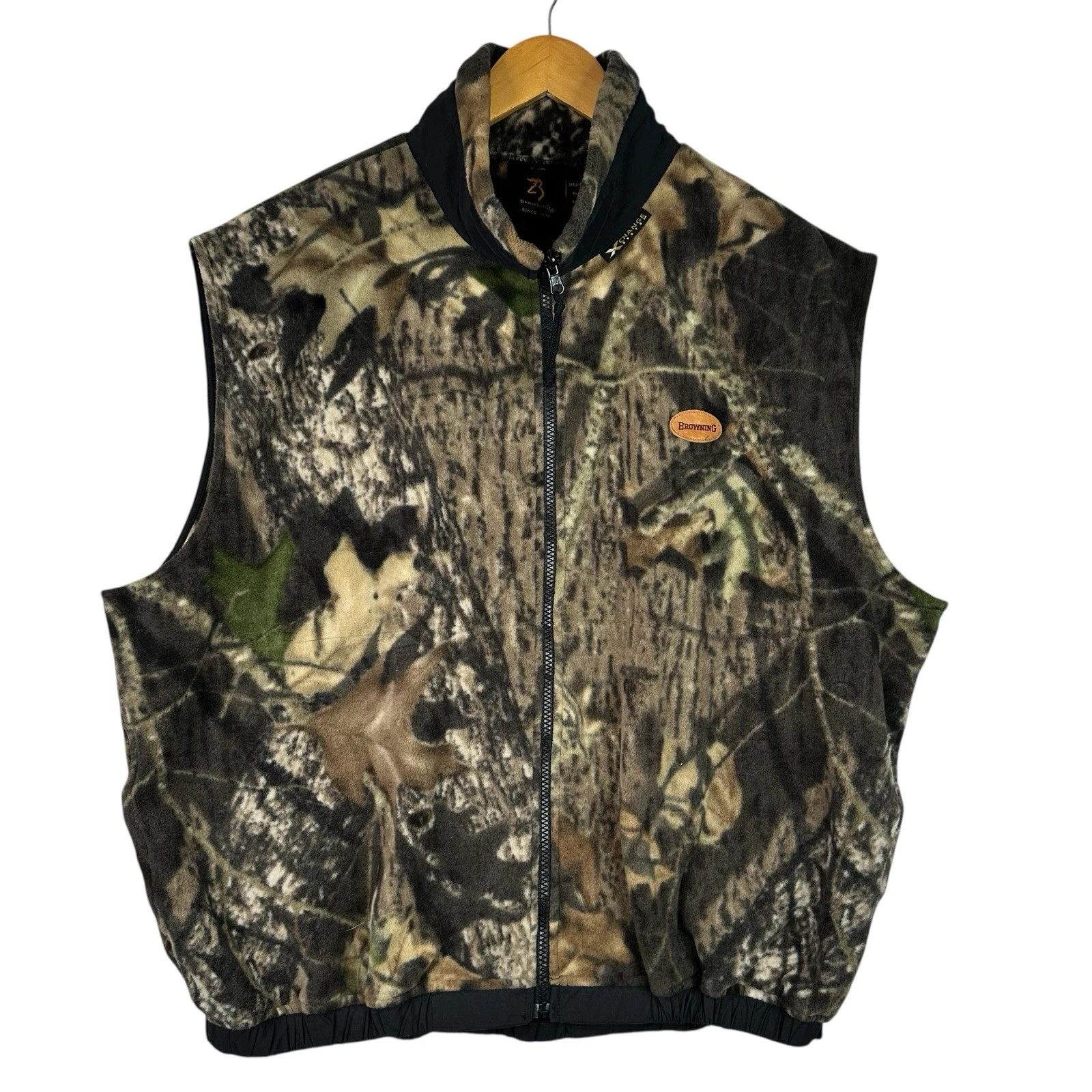 Browning Camo Fleece Vest Mens Large Full Zip Hunting Outdoors USA