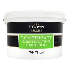 Crown Trade - Covermatt Obliterating Matt Emulsion - White - 10L 4.50 per litre