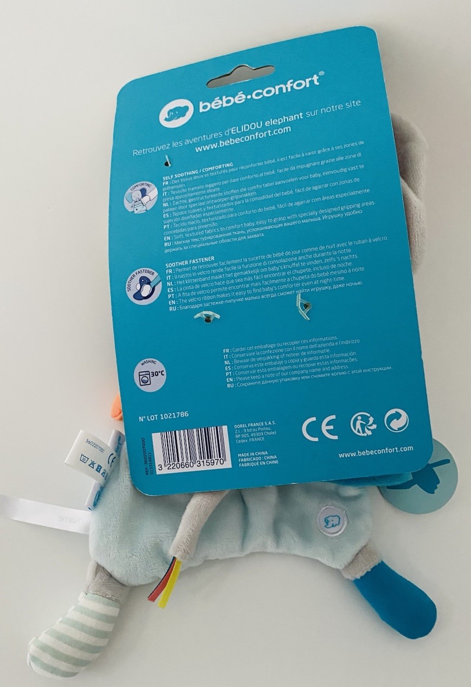 Doudou plat éléphant Bébé Confort naissance peluche éveil premier âge