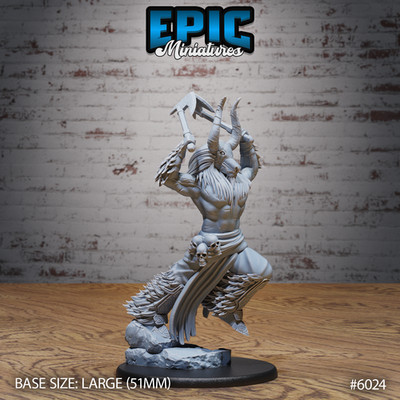 D&D Miniature - Bull Spirit Warrior (Large)- 3D Model Print DnD RPG Figur Druck