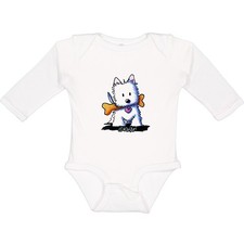 Inktastic KiniArt Westie With Bone Long Sleeve Creeper - KiniArt Terrier Dog Art