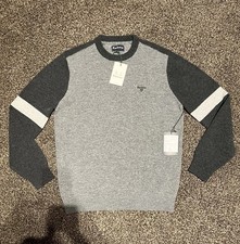 Image of Men’s Barbour Ketton Knitted Jumper 100% Lambswool Size Medium Grey Brand New