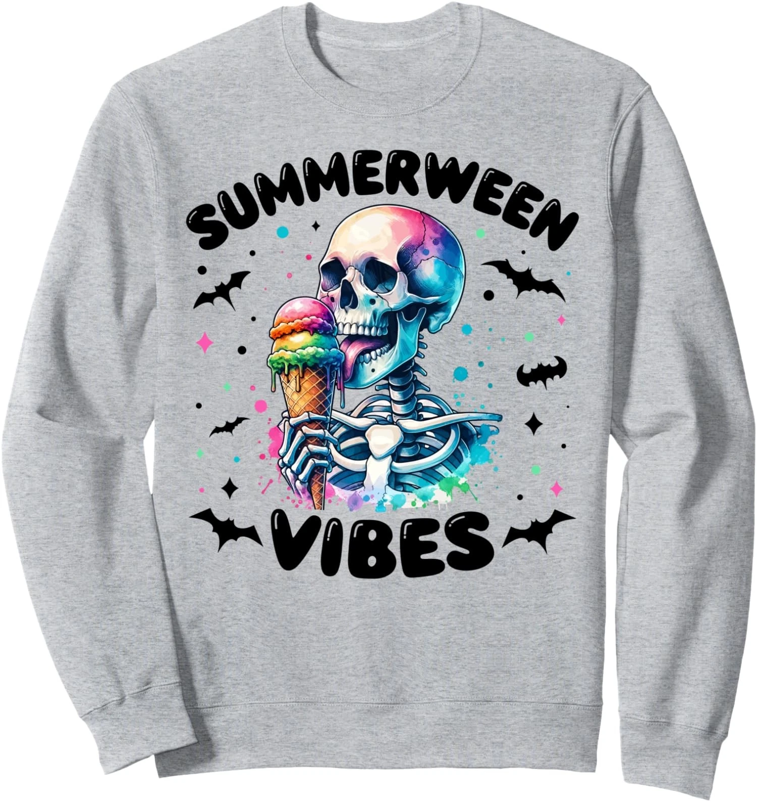 Vibes Skeleton Cream Summer Vacation Funny Unisex Crewneck Sweatshirt