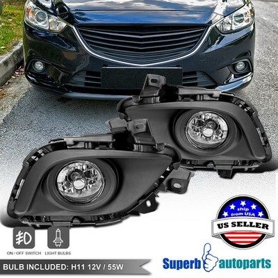 Fits 2014-2016 14-16 Mazda 6 Atenza Bumper Lamps Fog Lights Kit+Switch