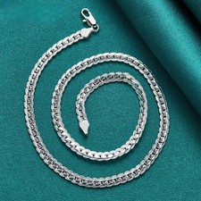 925 Sterling Silver Certified-6mm Chain Necklace Bracelet for Women  Men 7-24"