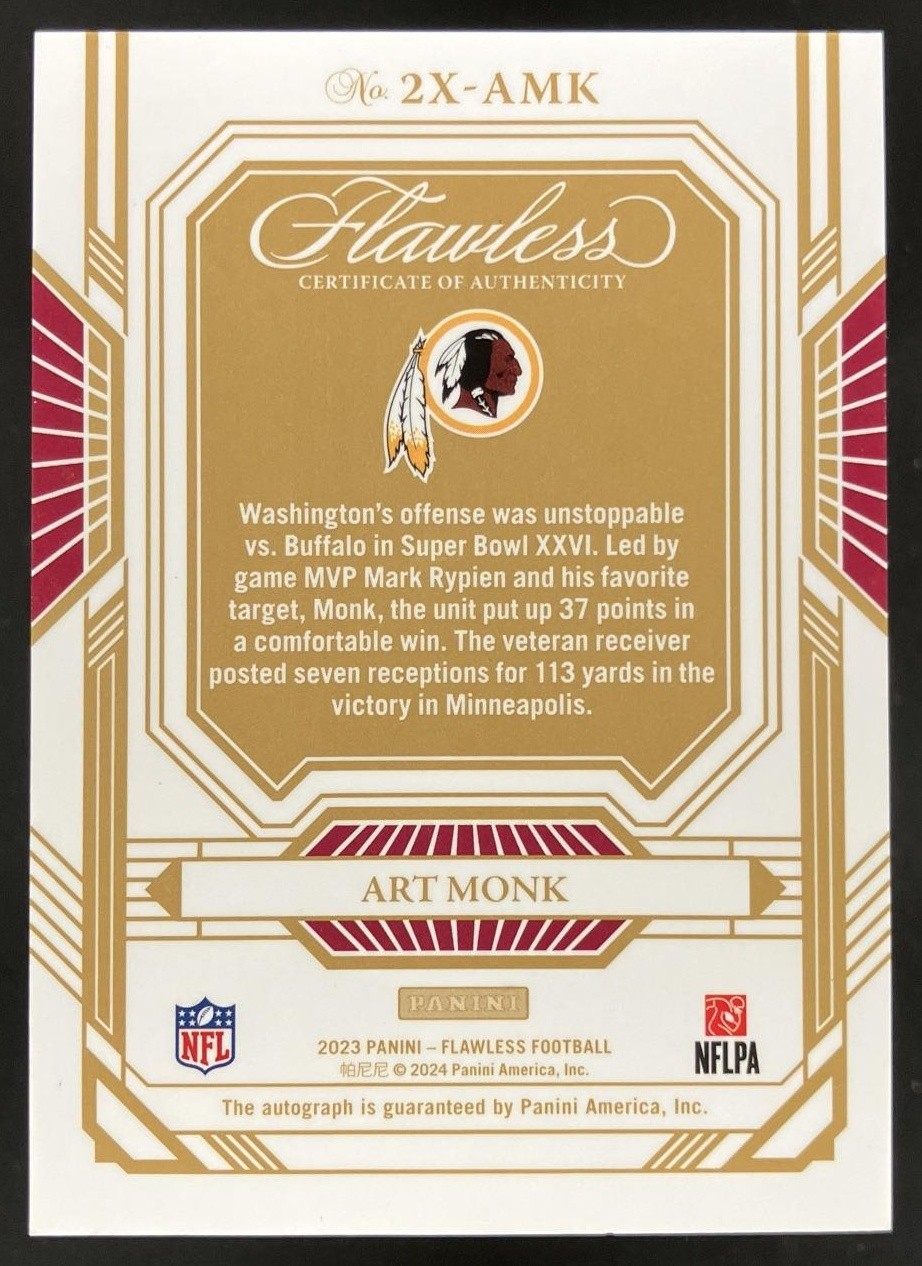 2023 Flawless Art Monk Champions Auto /20 #2X-AMK view 2