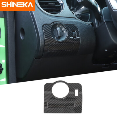 Carbon Fiber Headlight Switch Knob Panel Trim Cover for Ford Mustang 2009-2013