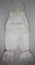 VINTAGE GIRL'S WHITE COTTON TANK TOP BLOOMER PANTS SET - SEE PHOTOS