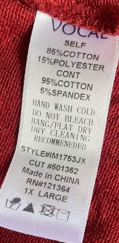 Cardigan Jersey Red Eyelet Open Front Vocal Plus 1x - Picture 4 of 9