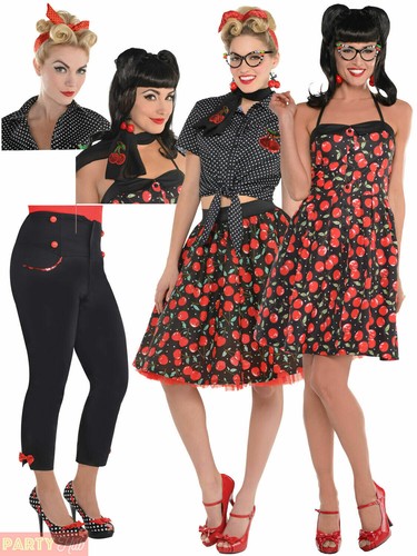 Ladies Rockabilly Costume Accessories Womens 50s Rock n Roll Fancy Dress  Outfit | eBay