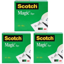 Scotch Magic Tape Refill 1" Core 0.75" x 83.33 ft Clear Transparent - Pack of 3