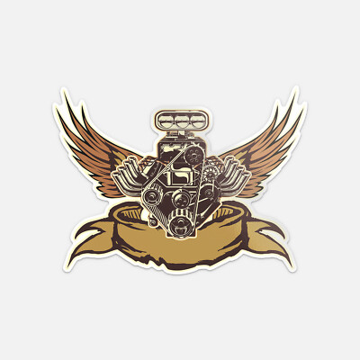 Engine Sticker Cartoon Cartoon Engine With Wings Auto Moto Vinyl Sticker Decal | eBay
