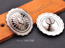 10X 30 27MM Silver Plated Southeast Tribal Diamond Flower LEATHERCRAFT CONCHO