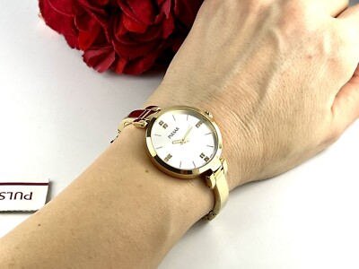Pulsar Woman\'s Watch Super Sleek Gold Tone w/ Swarovski Crystals Gold Metal Band Pulsar Woman main image 3