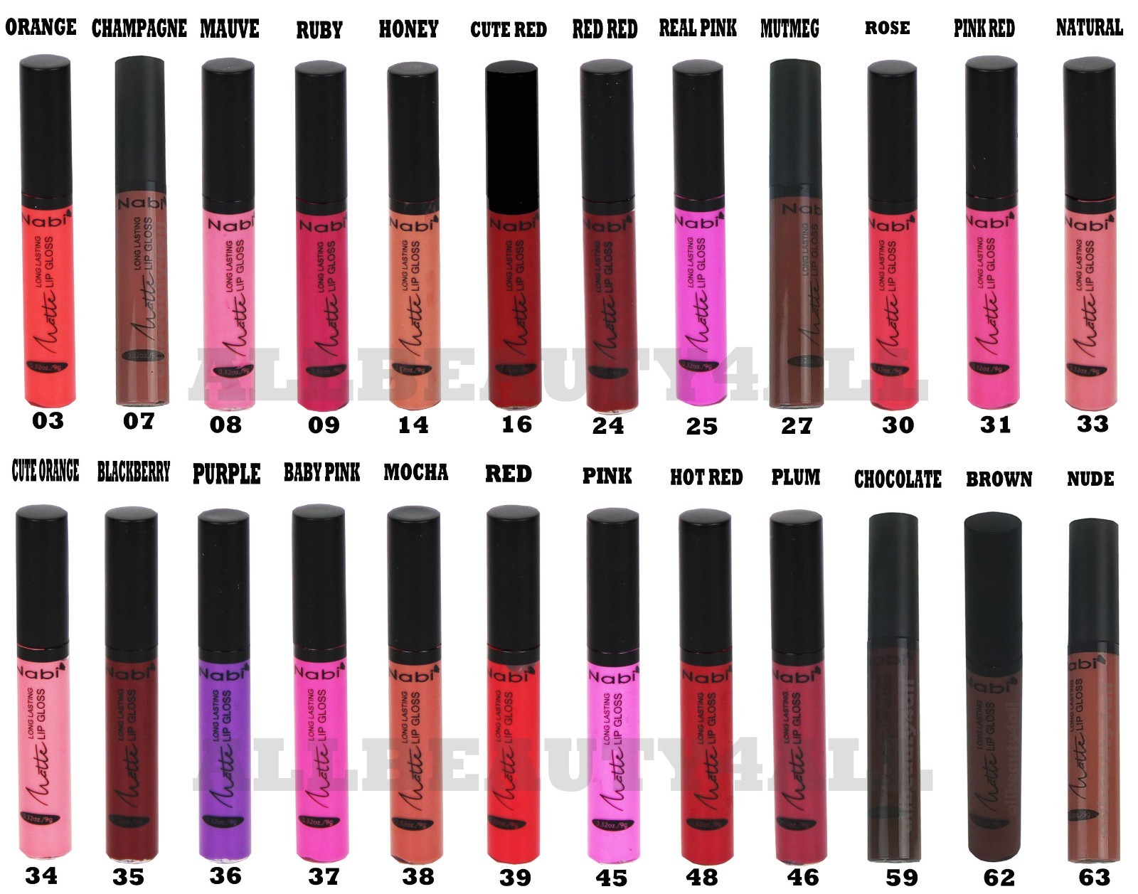 NABI MATTE LIP GLOSS, LIPSTICK 24PCS 1 FULL SET LONG LASTING RICH