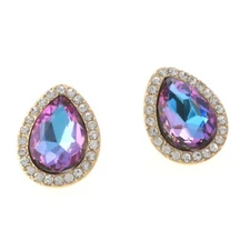 Gold Tone Metal Crystal Rhinestone Drop Post Earrings ER2548-VL