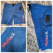 Hurley Wayfarer Board Shorts Men  s Size 30 Swim Surf 4-Way Stretch Blue NEW