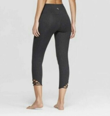 Joy Lab High Waist Crop Knotted Charcoal Gray Stretch Pull On Leggings, Size M