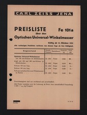 JENA, Preisliste 1931, Carl Zeiss Jena Optischer Universal-Winkelmesser Fe 101a