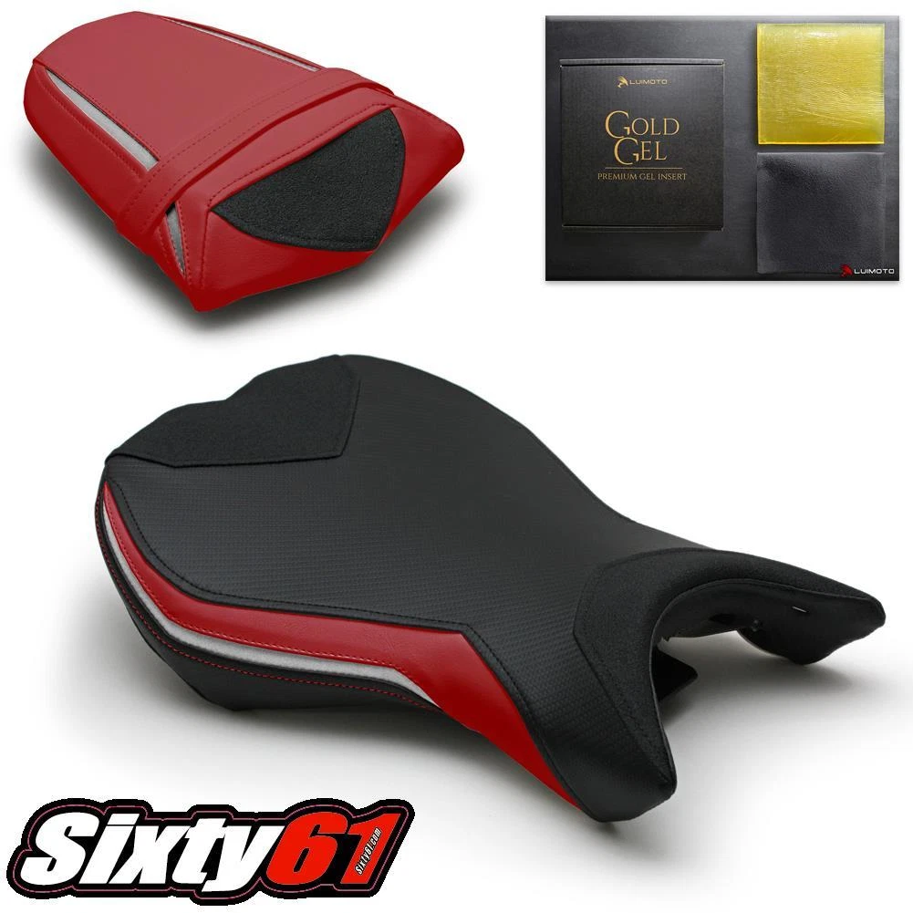 Triumph Daytona 675 Seat Covers with Gel 2013 2017 Red Front Rear