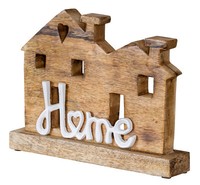 Aufsteller Haus H20Cm Home Weiß Mango Metall Schriftzug Holz Deko Tischdeko
