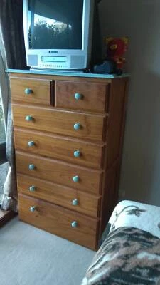 Solid Pine Tall Boy Chest Of Drawers Dressers Drawers
