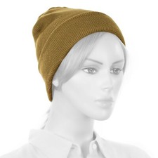 1 Dozen KHAKI BROWN Beanies lot of 12 plain blank long fold up beanie Hats