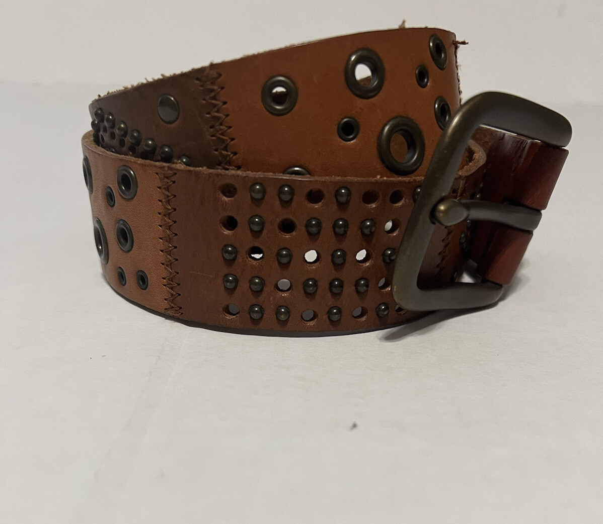 Fossil Studded Leather Patchwork Belt Women’s Siz… - image 3