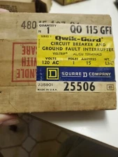 Square D QO115GFI 1 Pole 15 Amp QO Plug In GFI Ground Fault Breaker New Old Stoc