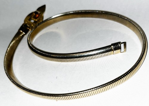 1970s Anne Klein Snake Chain Metal Stretch Belt with faux Buckle - Picture 2 of 5