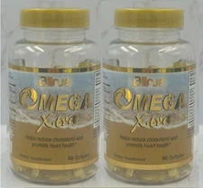 2 OMEGA XTRA NATURAL DHA FISH OIL 180 SOFTGELS REDUCE CHOLESTEROL HEART HEALTH