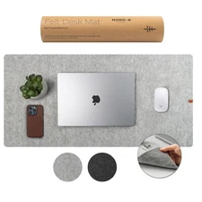 Nordik Large Felt Desk Mat 35x17" Full Keyboard & Mouse Pad Marle Gray