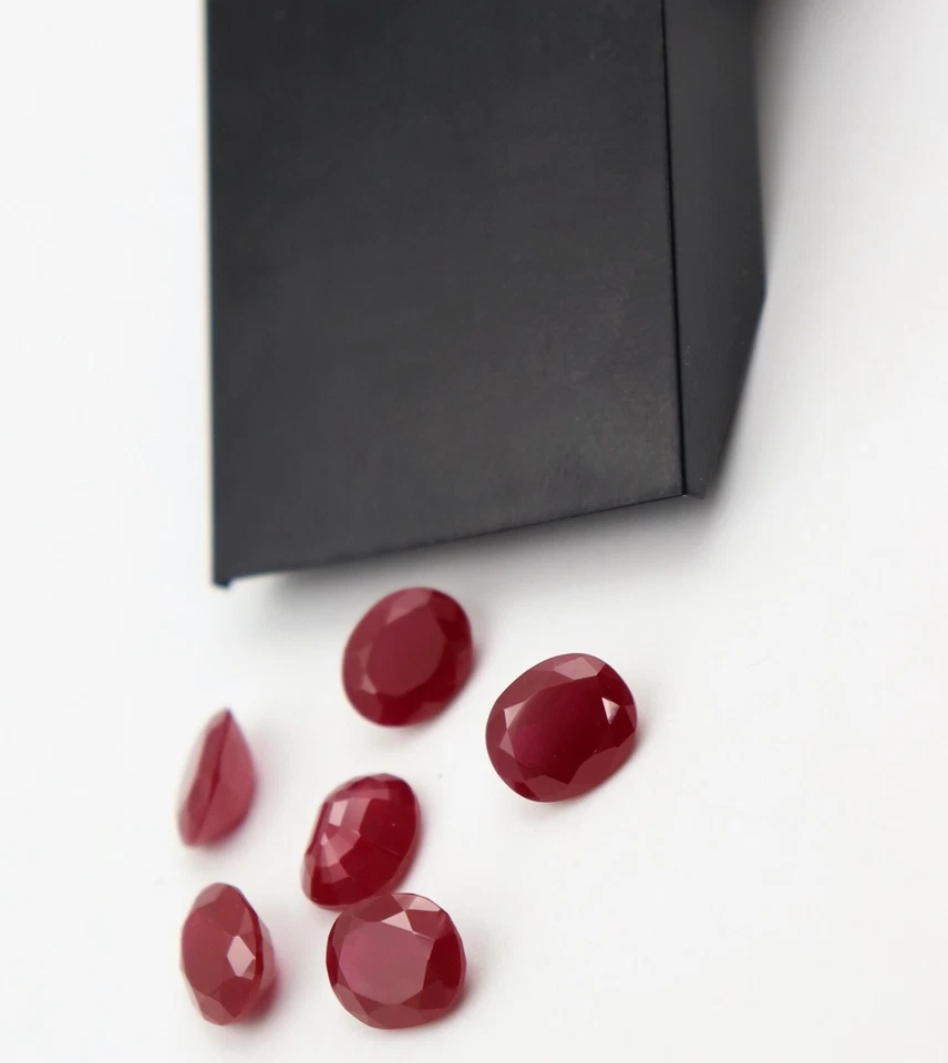 AAA Rated Lab Created Facated Ruby Opaque Gemstone 3x4 to 8x10mm Oval RubyOpaque - Image 4 of 4