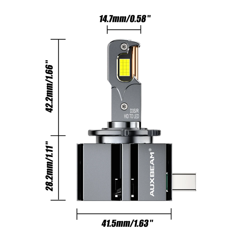 AUXBEAM LED Headlight Bulb D3S D3R High/Low Beam HID Xenon Conversion Kit Canbus - Image 2 of 4