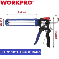 WORKPRO Caulking Gun 9:1 & 18:1 Thrust Ratio Hand Silicone gun with Comfort Grip