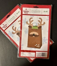 Reindeer Gift Bag Kits Two Sets of 3 Holiday Time Christmas Craft School New