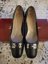 Salvatore Ferragamo Boutique Leather Kitten Heels Size 7.5