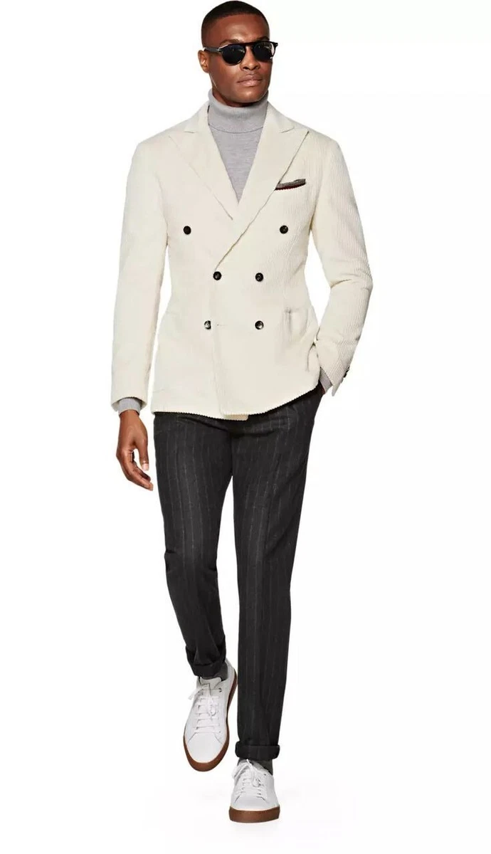 Men Suit White Double Breasted Peak Lapel Party Prom Groom Tuxedo
