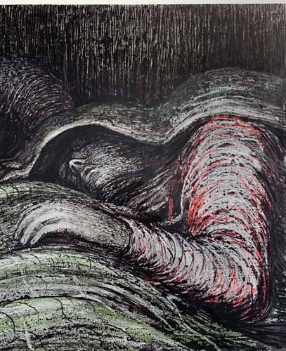 Henry Moore RA Colour Lithograh Print Green & Pink Sleepers Underground 1941 - Picture 5 of 11