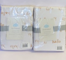 X2 NEW Fitted Crib Sheet Hi Hello - Cloud Island  White/Yellow Unisex Crib Sheet
