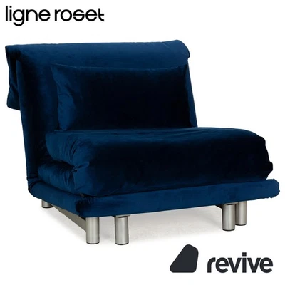 Ligne Roset Multy Fauteuil En Tissu Bleu Avec Fonction Lit Rembourrage Neuf - Photo 1/4